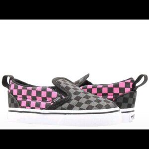 Kids Toddler Vans Carmine Checkerboard Black and Pink